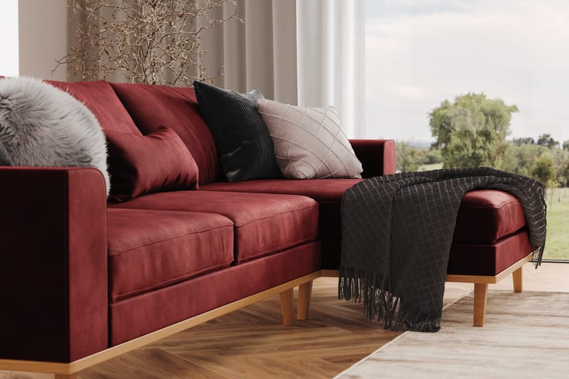 Copenhagen 4-seters Høyrevendt L-formet Divansofa i Fløyel - Lilla - Møbler - Sofaer - Sofa med sjeselong