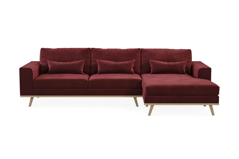 Copenhagen 4-seters Høyrevendt L-formet Divansofa i Fløyel - Lilla - Møbler - Sofaer - Sofa med sjeselong