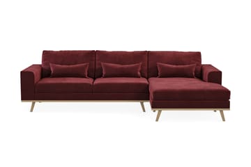 Copenhagen 4-seters Høyrevendt L-formet Divansofa i Fløyel