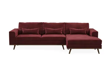 Copenhagen 4-seters Høyrevendt L-formet Divansofa i Fløyel