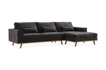 Copenhagen 4-seters Høyrevendt L-formet Divansofa i Fløyel - Mørk grå - Møbler - Sofaer - Sofa med sjeselong