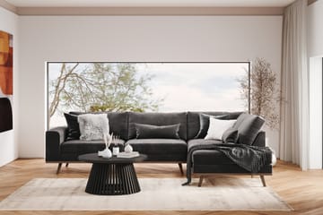 Copenhagen 4-seters Høyrevendt L-formet Divansofa i Fløyel - Mørk grå - Møbler - Sofaer - Sofa med sjeselong