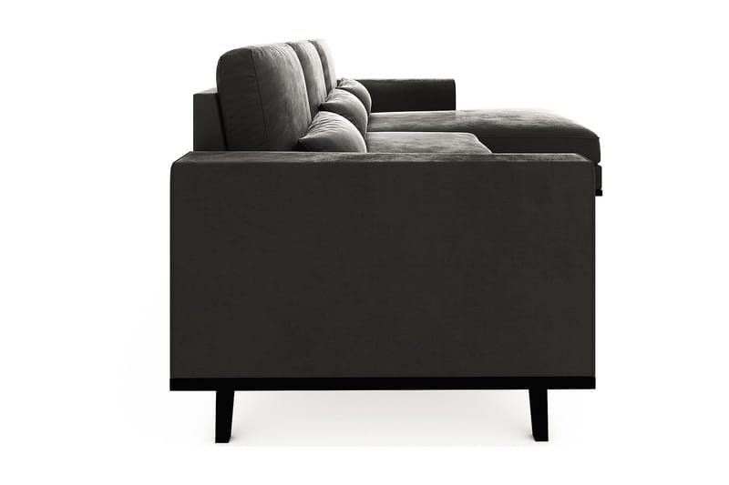 Copenhagen 4-seters Høyrevendt L-formet Divansofa i Fløyel - Mørk grå - Møbler - Sofaer - Sofa med sjeselong