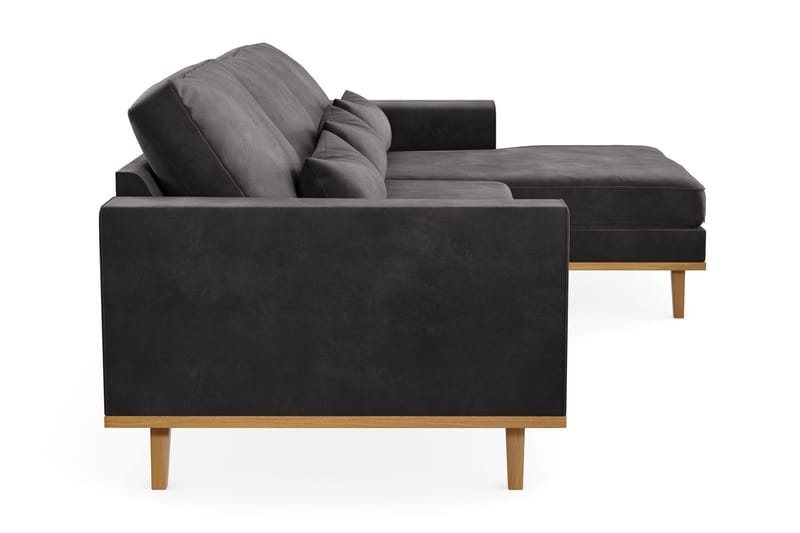 Copenhagen 4-seters Høyrevendt L-formet Divansofa i Fløyel - Mørk grå - Møbler - Sofaer - Sofa med sjeselong
