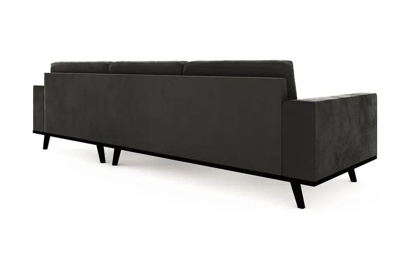 Copenhagen 4-seters Høyrevendt L-formet Divansofa i Fløyel - Mørk grå - Møbler - Sofaer - Sofa med sjeselong