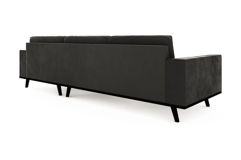 Copenhagen 4-seters Høyrevendt L-formet Divansofa i Fløyel - Mørk grå - Møbler - Sofaer - Sofa med sjeselong