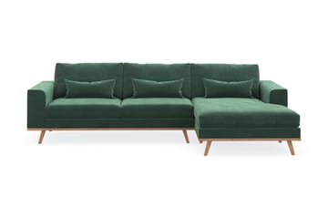 Copenhagen 4-seters Høyrevendt L-formet Divansofa i Fløyel - Mørk grønn - Møbler - Sofaer - Sofa med sjeselong