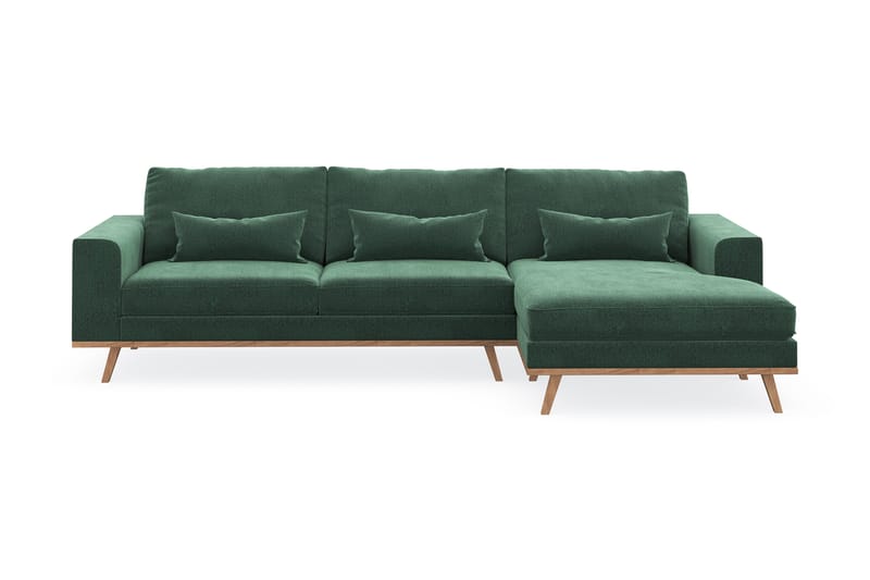 Copenhagen 4-seters Høyrevendt L-formet Divansofa i Fløyel - Mørk grønn - Møbler - Sofaer - Sofa med sjeselong