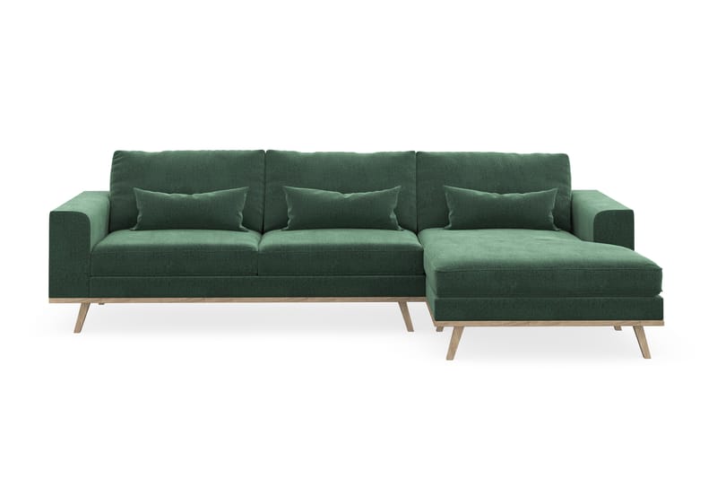 Copenhagen 4-seters Høyrevendt L-formet Divansofa i Fløyel - Mørk grønn - Møbler - Sofaer - Sofa med sjeselong