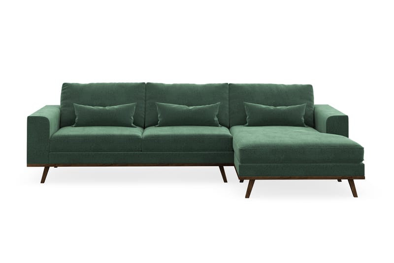 Copenhagen 4-seters Høyrevendt L-formet Divansofa i Fløyel - Mørk grønn - Møbler - Sofaer - Sofa med sjeselong