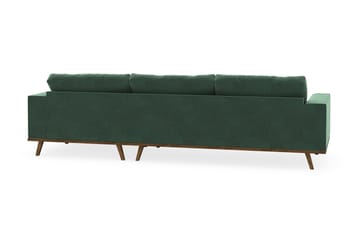 Copenhagen 4-seters Høyrevendt L-formet Divansofa i Fløyel - Mørk grønn - Møbler - Sofaer - Sofa med sjeselong