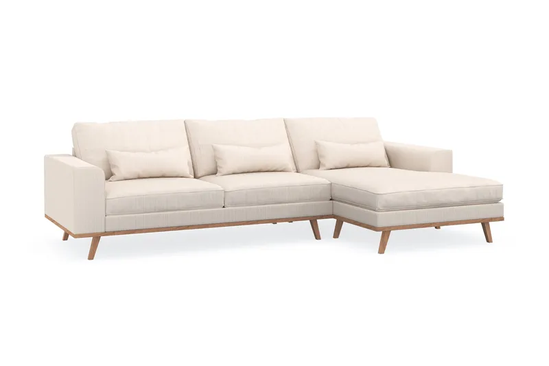 Copenhagen 4-seters Høyrevendt L-formet Divansofa i Manchester - Beige - Møbler - Sofaer - Sofa med sjeselong