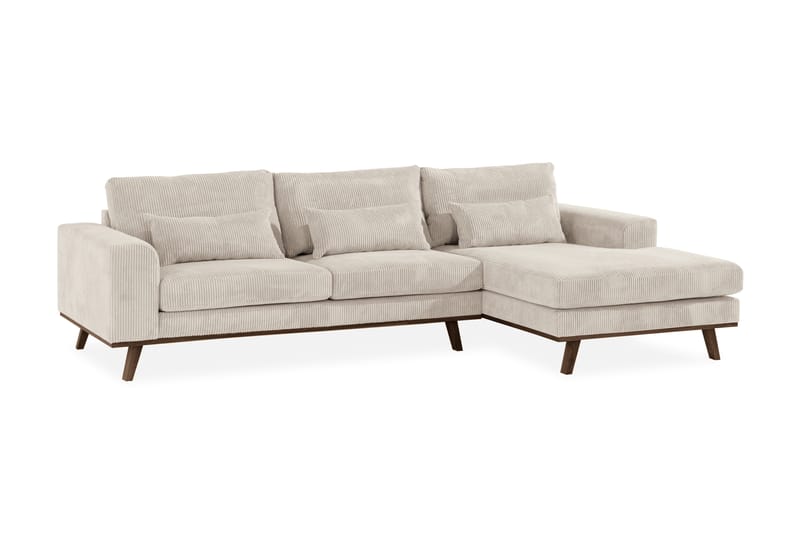 Copenhagen 4-seters Høyrevendt L-formet Divansofa i Manchester - Beige - Møbler - Sofaer - Sofa med sjeselong