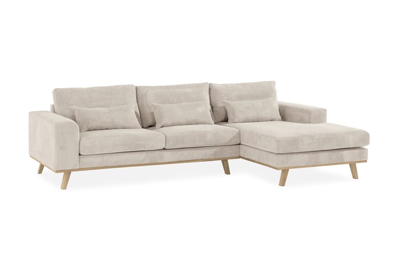 Copenhagen 4-seters Høyrevendt L-formet Divansofa i Manchester - Beige - Møbler - Sofaer - Sofa med sjeselong