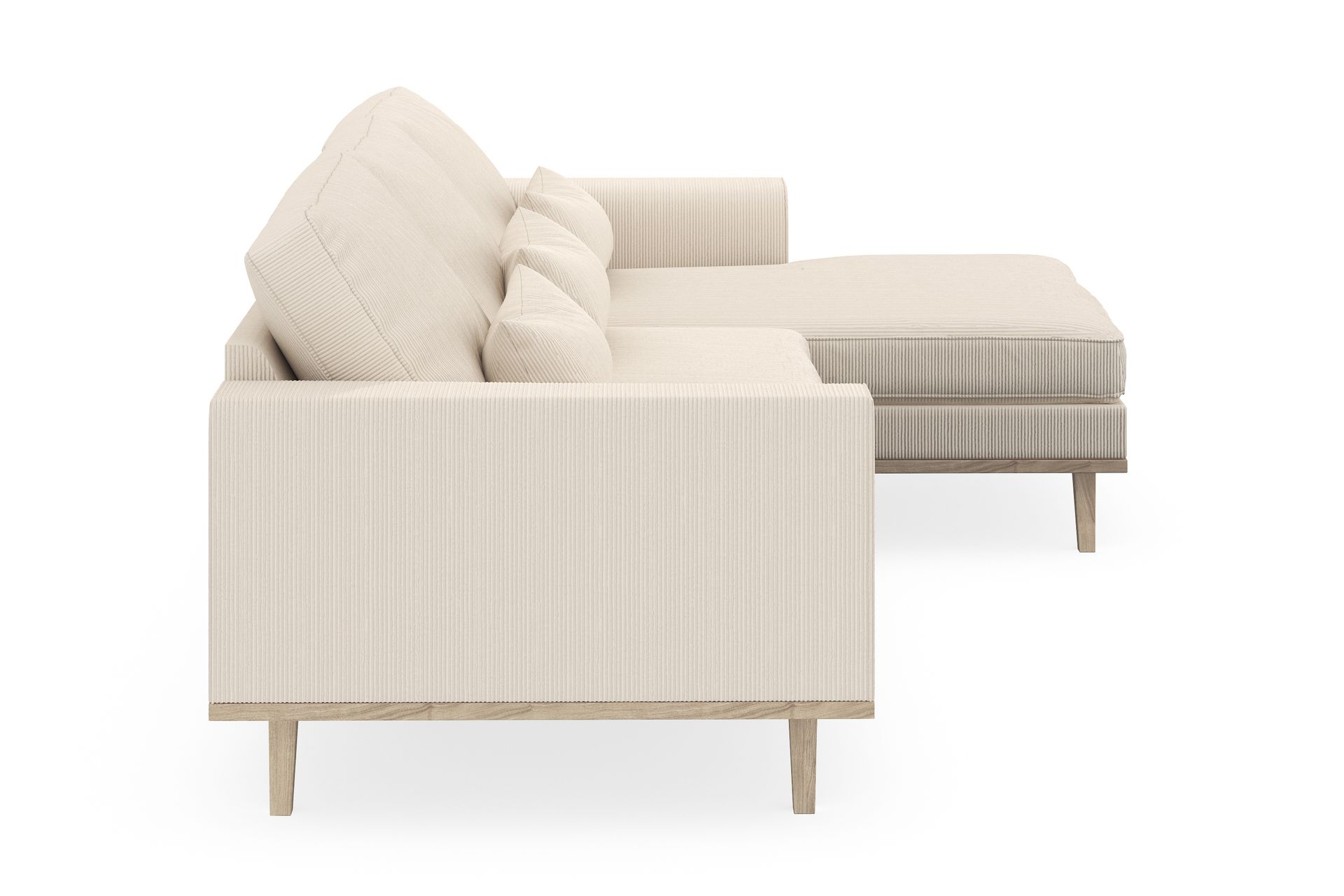 Copenhagen 4-seters Høyrevendt L-formet Divansofa i Manchester - Beige - Møbler - Sofaer - Sofa med sjeselong