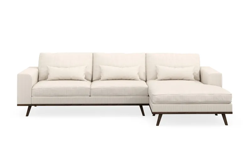 Copenhagen 4-seters Høyrevendt L-formet Divansofa i Manchester - Beige - Møbler - Sofaer - Sofa med sjeselong