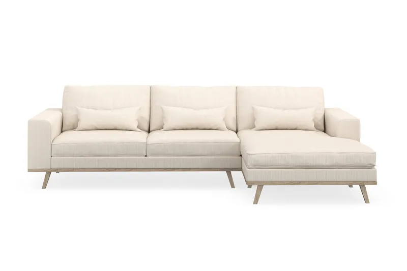 Copenhagen 4-seters Høyrevendt L-formet Divansofa i Manchester - Beige - Møbler - Sofaer - Sofa med sjeselong