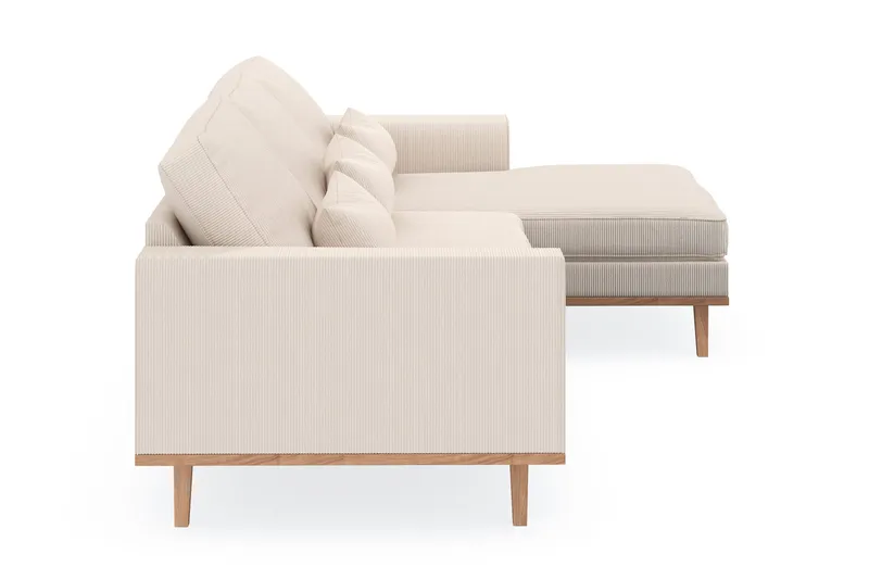 Copenhagen 4-seters Høyrevendt L-formet Divansofa i Manchester - Beige - Møbler - Sofaer - Sofa med sjeselong