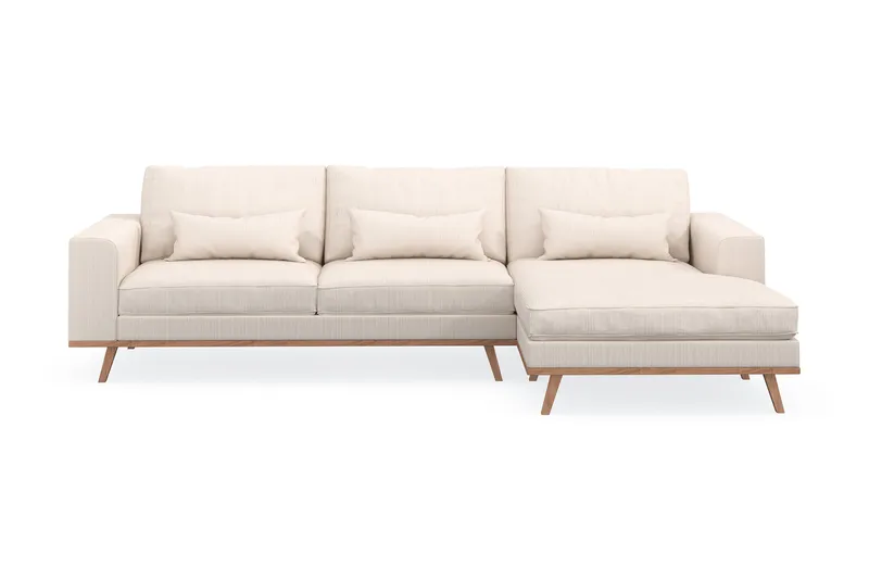 Copenhagen 4-seters Høyrevendt L-formet Divansofa i Manchester - Beige - Møbler - Sofaer - Sofa med sjeselong