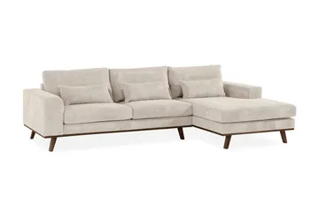 Copenhagen 4-seters Høyrevendt L-formet Divansofa i Manchester - Beige - Møbler - Sofaer - Sofa med sjeselong