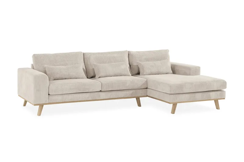 Copenhagen 4-seters Høyrevendt L-formet Divansofa i Manchester - Beige - Møbler - Sofaer - Sofa med sjeselong