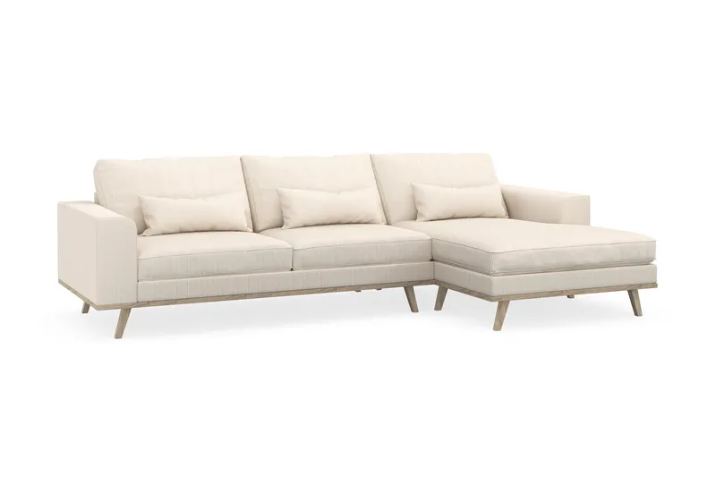 Copenhagen 4-seters Høyrevendt L-formet Divansofa i Manchester - Beige - Møbler - Sofaer - Sofa med sjeselong