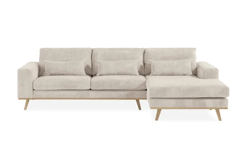 Copenhagen 4-seters Høyrevendt L-formet Divansofa i Manchester - Beige - Møbler - Sofaer - Sofa med sjeselong