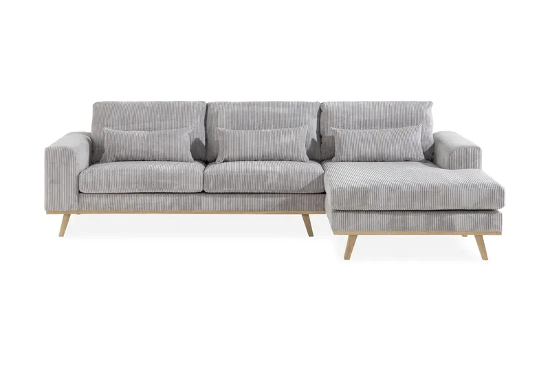 Copenhagen 4-seters Høyrevendt L-formet Divansofa i Manchester - Lys grå - Møbler - Sofaer - Sofa med sjeselong
