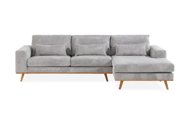 Copenhagen 4-seters H øyrevendt L-formet Divansofa i Manchester - Lys grå - Møbler - Sofaer - Sofa med sjeselong