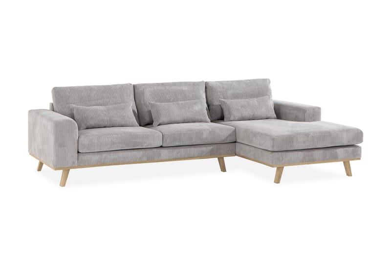 Copenhagen 4-seters Høyrevendt L-formet Divansofa i Manchester - Lys grå - Møbler - Sofaer - Sofa med sjeselong