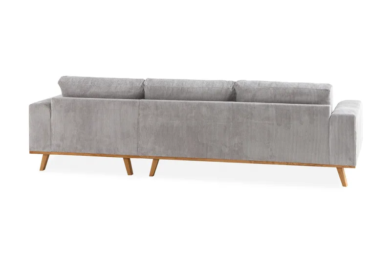 Copenhagen 4-seters Høyrevendt L-formet Divansofa i Manchester - Lys grå - Møbler - Sofaer - Sofa med sjeselong