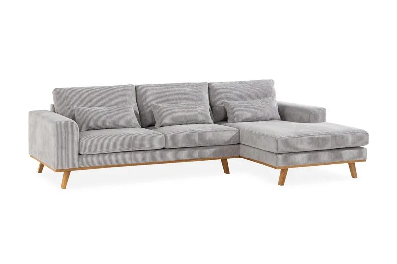Copenhagen 4-seters Høyrevendt L-formet Divansofa i Manchester - Lys grå - Møbler - Sofaer - Sofa med sjeselong
