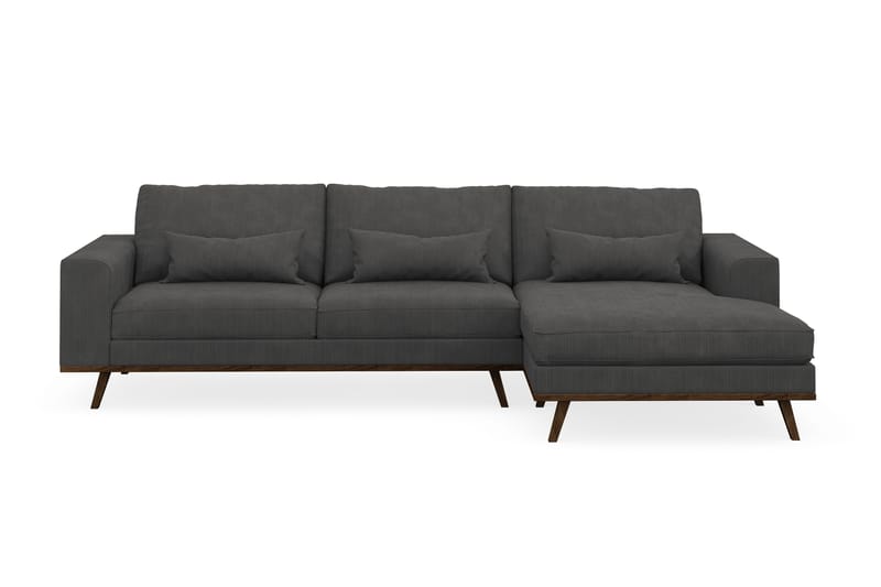 Copenhagen 4-seters Høyrevendt L-formet Divansofa i Manchester - Mørk grå - Møbler - Sofaer - Sofa med sjeselong