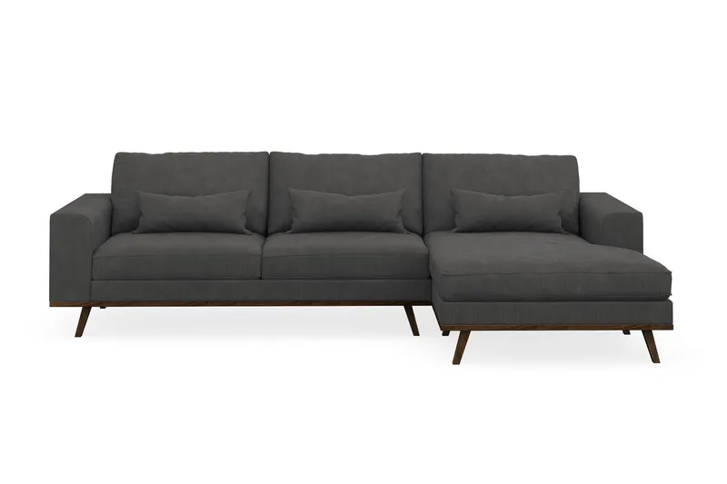 Copenhagen 4-seters H øyrevendt L-formet Divansofa i Manchester - Mørk grå - Møbler - Sofaer - Sofa med sjeselong