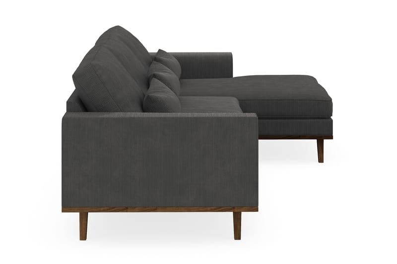 Copenhagen 4-seters Høyrevendt L-formet Divansofa i Manchester - Mørk grå - Møbler - Sofaer - Sofa med sjeselong