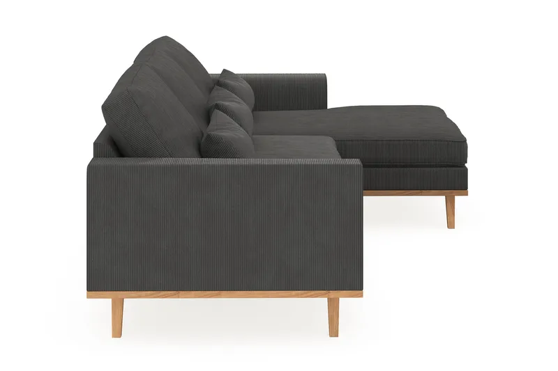 Copenhagen 4-seters Høyrevendt L-formet Divansofa i Manchester - Mørk grå - Møbler - Sofaer - Sofa med sjeselong