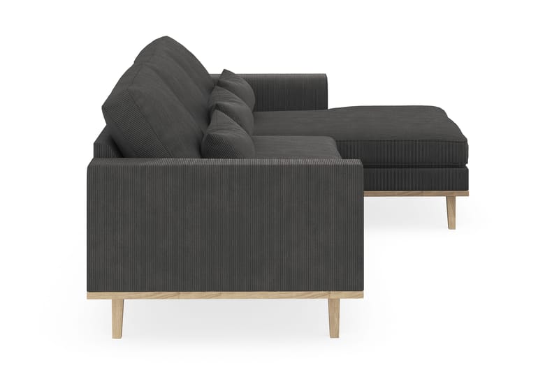 Copenhagen 4-seters Høyrevendt L-formet Divansofa i Manchester - Mørk grå - Møbler - Sofaer - Sofa med sjeselong