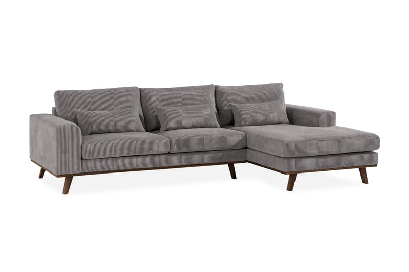 Copenhagen 4-seters Høyrevendt L-formet Divansofa i Manchester - Mørk grå - Møbler - Sofaer - Sofa med sjeselong