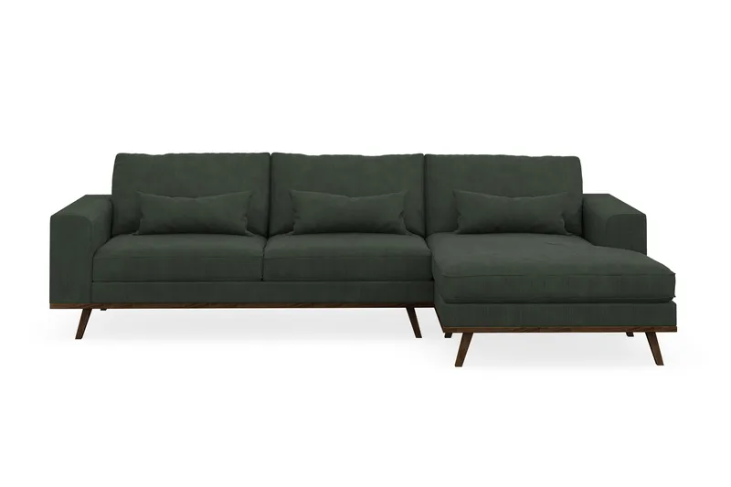 Copenhagen 4-seters H øyrevendt L-formet Divansofa i Manchester - Mørk grønn - Møbler - Sofaer - Sofa med sjeselong