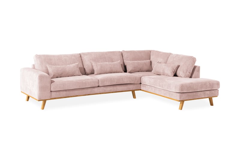 Copenhagen 4-seters Høyrevendt L-formet Divansofa i Manchester - Rosa - Møbler - Sofaer - Sofa med sjeselong