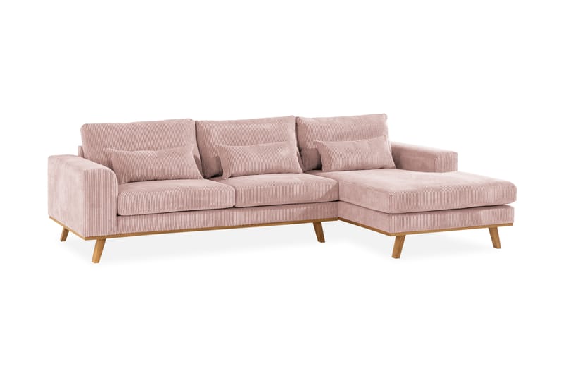 Copenhagen 4-seters Høyrevendt L-formet Divansofa i Manchester - Rosa - Møbler - Sofaer - Sofa med sjeselong