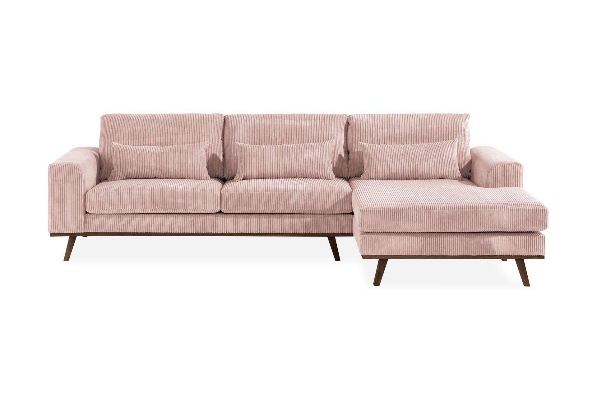 Copenhagen 4-seters Høyrevendt L-formet Divansofa i Manchester - Rosa - Møbler - Sofaer - Sofa med sjeselong