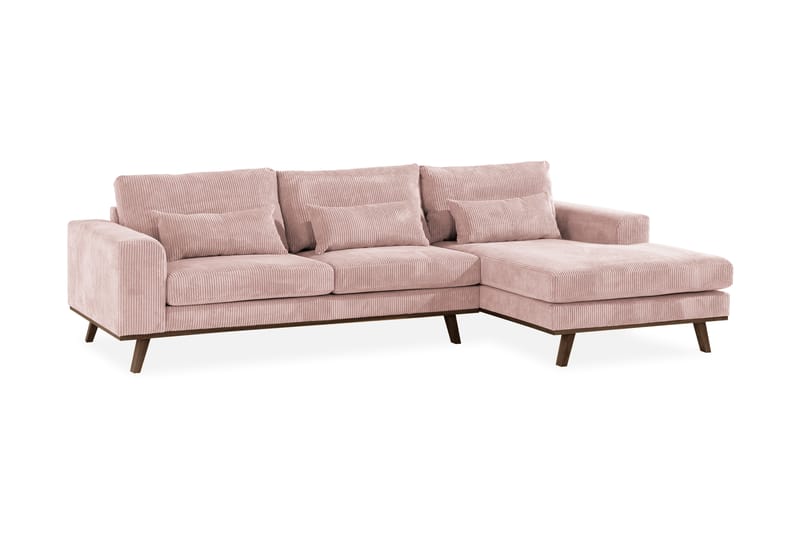 Copenhagen 4-seters Høyrevendt L-formet Divansofa i Manchester - Rosa - Møbler - Sofaer - Sofa med sjeselong