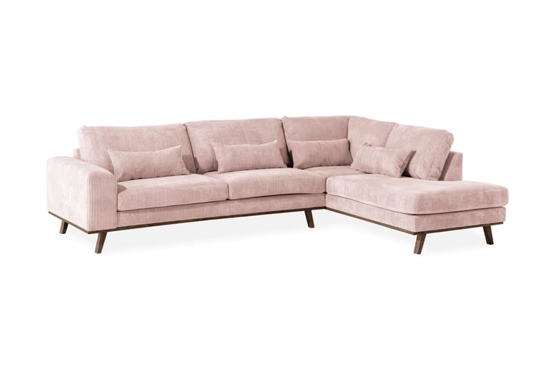 Copenhagen 4-seters Høyrevendt L-formet Divansofa i Manchester - Rosa - Møbler - Sofaer - Sofa med sjeselong