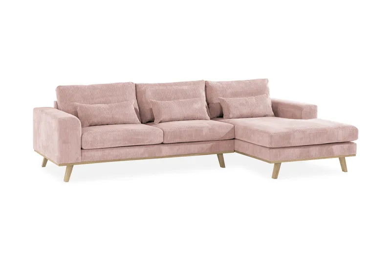 Copenhagen 4-seters Høyrevendt L-formet Divansofa i Manchester - Rosa - Møbler - Sofaer - Sofa med sjeselong
