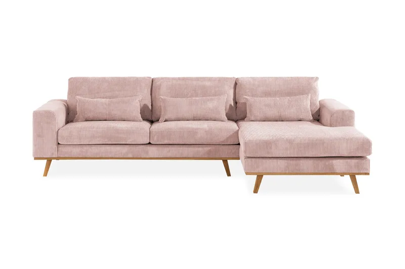 Copenhagen 4-seters Høyrevendt L-formet Divansofa i Manchester - Rosa - Møbler - Sofaer - Sofa med sjeselong