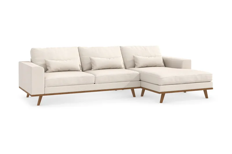 Copenhagen 4-seters Høyrevendt L-formet Divansofa i Stoff - Beige - Møbler - Sofaer - Sofa med sjeselong