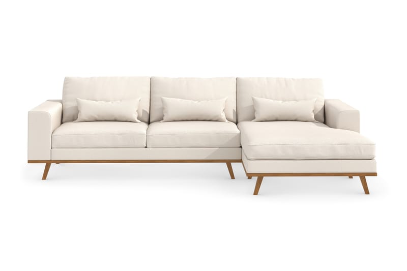 Copenhagen 4-seters Høyrevendt L-formet Divansofa i Stoff - Beige - Møbler - Sofaer - Sofa med sjeselong