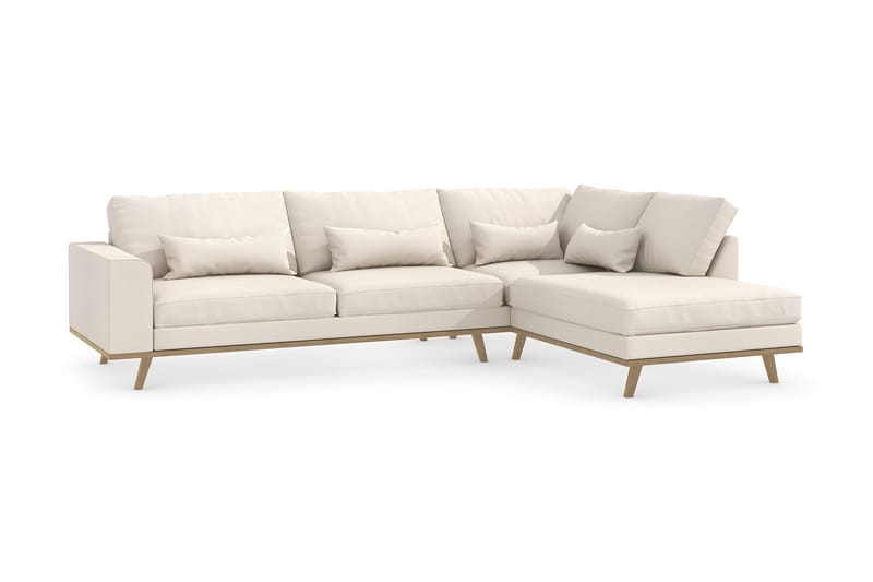 Copenhagen 4-seters Høyrevendt L-formet Divansofa i Stoff - Beige - Møbler - Sofaer - Sofa med sjeselong