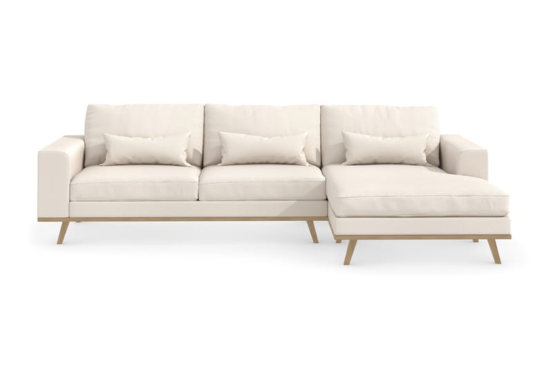 Copenhagen 4-seters Høyrevendt L-formet Divansofa i Stoff - Beige - Møbler - Sofaer - Sofa med sjeselong